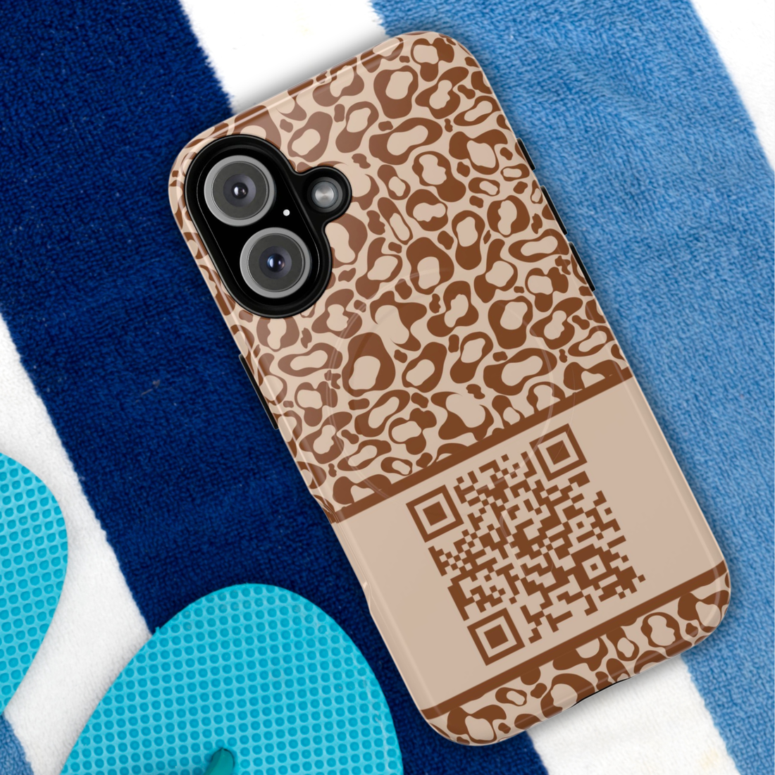 Brown Leopard QR Code Phone Case