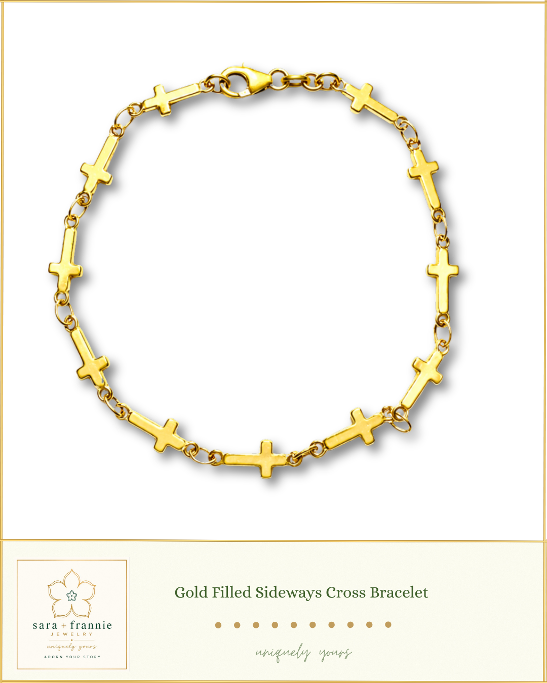 Gold Filled Sideways Cross Bracelet