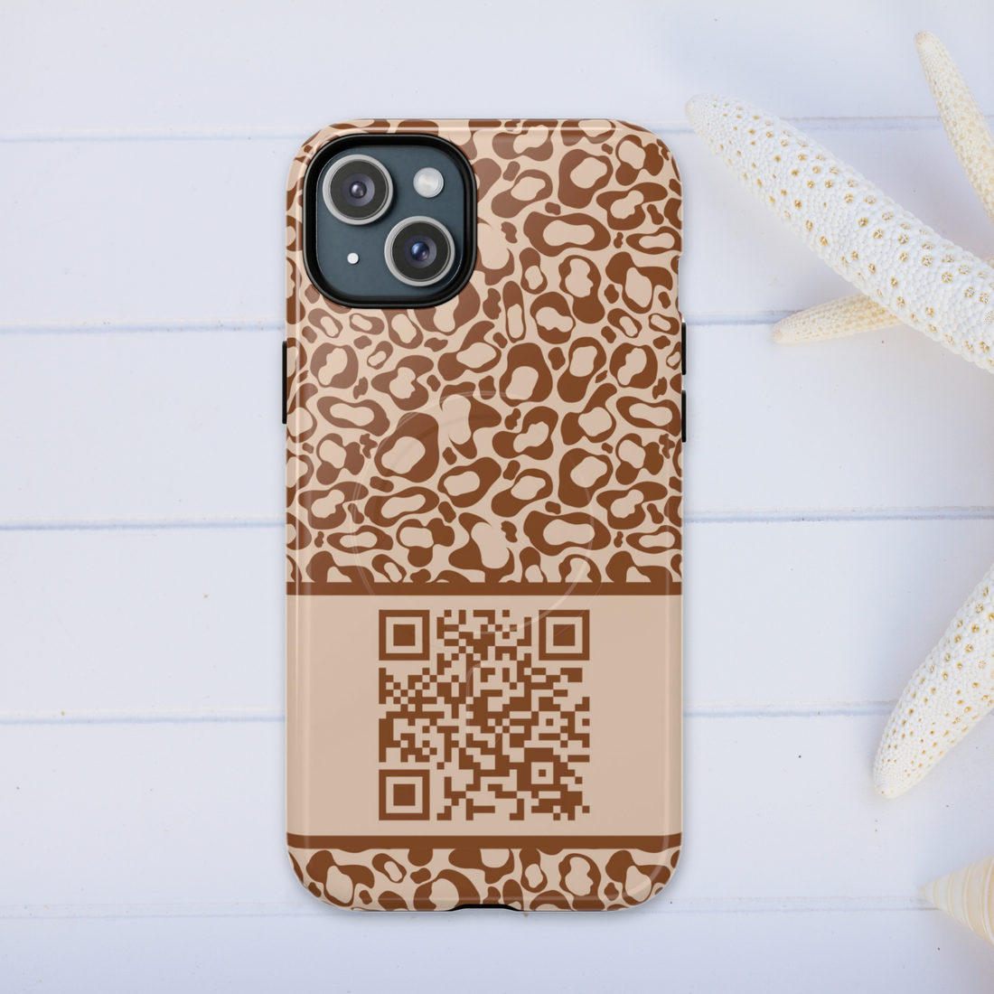 Brown Leopard QR Code Phone Case