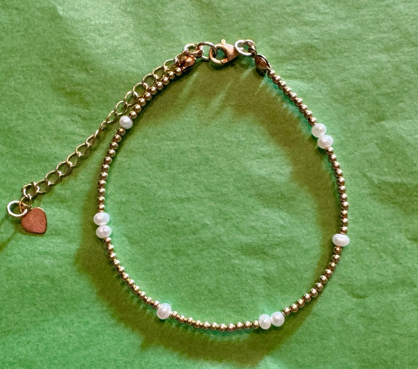 Freshwater Pearl and Gold Filled Beaded Bracelet