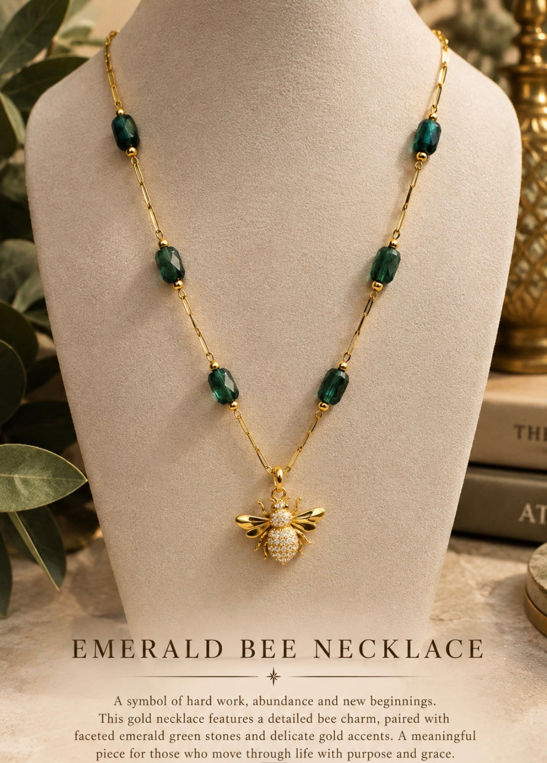Emerald Bee Necklace