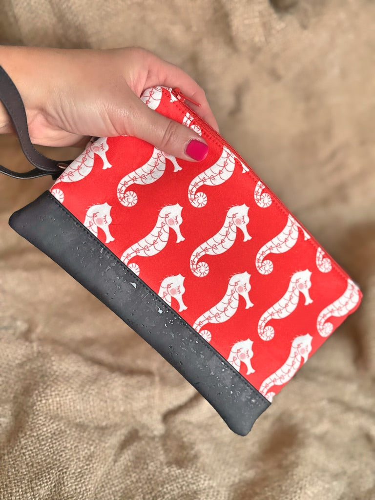 Orange Seahorse Wristlet Conch Couture