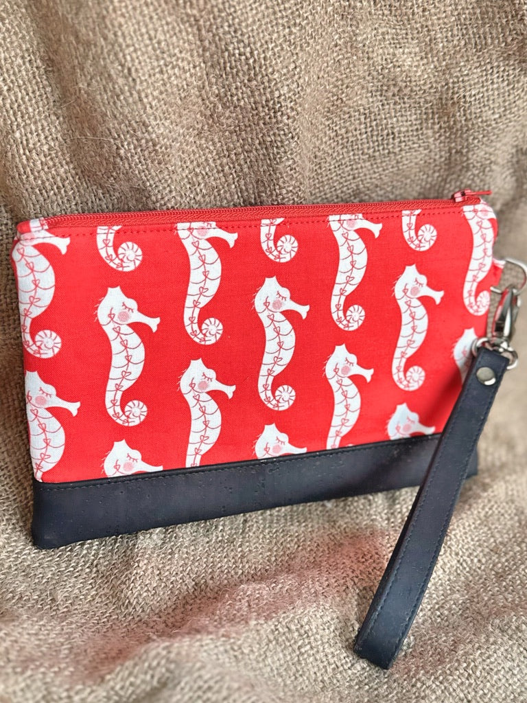 Orange Seahorse Wristlet Conch Couture