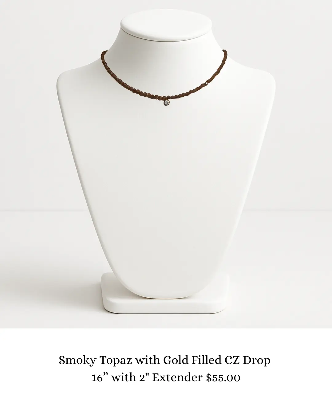 Smoky Topaz with Gold Filled CZ Drop sara & frannie jewelry