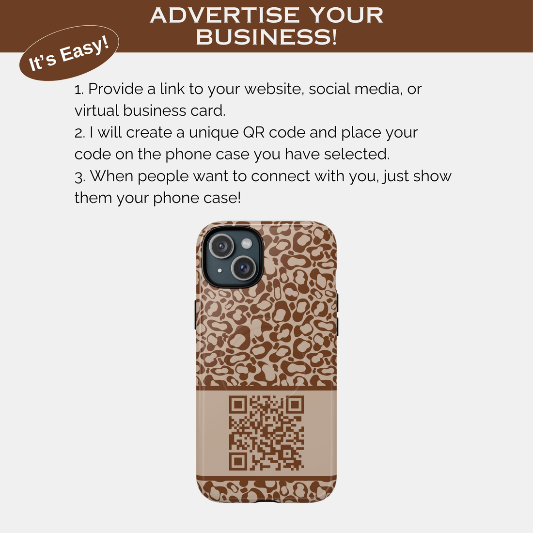 Brown Leopard QR Code Phone Case
