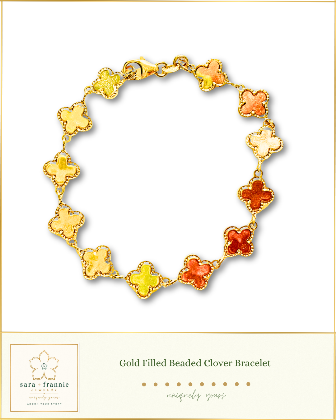 Gold Filled Beaded Clover Bracelet