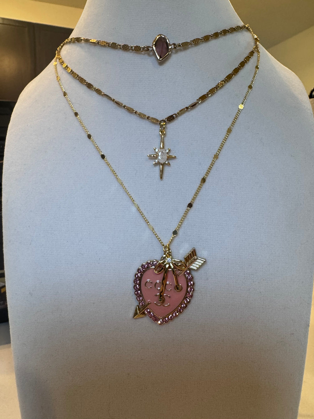 Struck by love layered necklace set Beadnikrow/Barmade